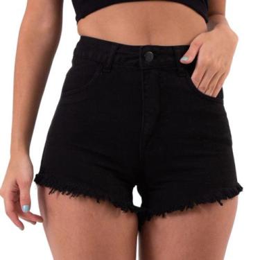 Imagem de Short Hot Pant Preto Amassado Lady Rock, Preto, 36