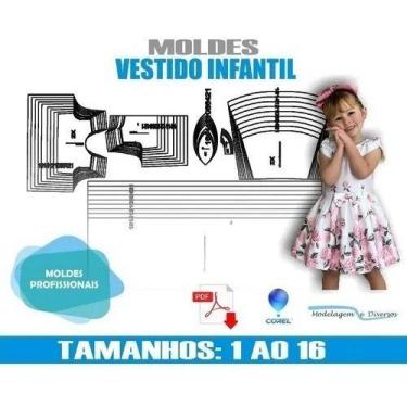 Imagem de Molde Vestido Rodado Inf Modelagem 2 Ao 16 Por Correios - Modelagem e 