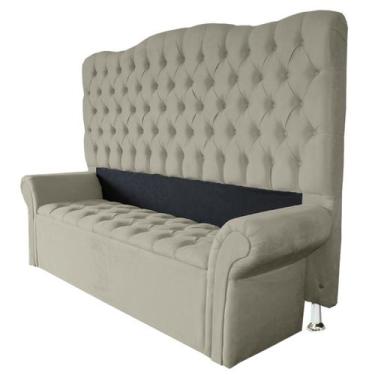 Imagem de Jogo Cabeceira + Sapateira Agnes Para Cama Casal Queen 158 cm - Suede 
