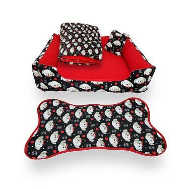 Imagem de cama pra pet caminha cachorro até15kg +edredom e tapete ( vermelho ) -