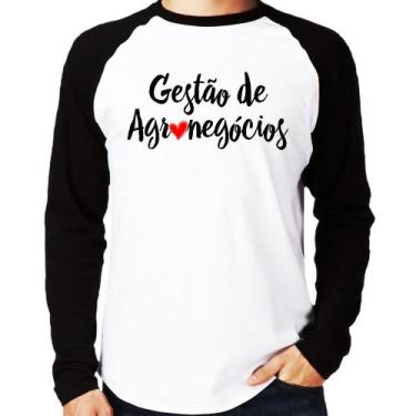 Imagem de Camiseta Raglan Gestão de agronegócios por amor Manga Longa - Foca na 