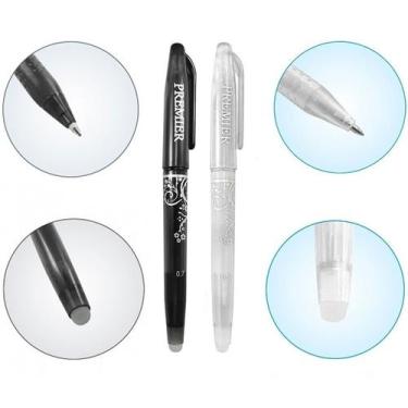 Imagem de 02 Canetas Apaga Com Calor Mágica Branca Preta Patchwork - Levolpe