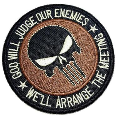 Imagem de Caveira Deus Julgará Patch Bordado Termo Adesivo Para Camisa - BR44