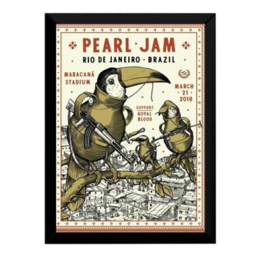 Imagem de Quadro Banda Pearl Jam Arte Show Brasil Cartaz Moldurado - Fanarte