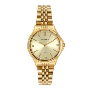 Imagem de Relógio Feminino Cristais Dourado Com Porta-Joia Com Espelho