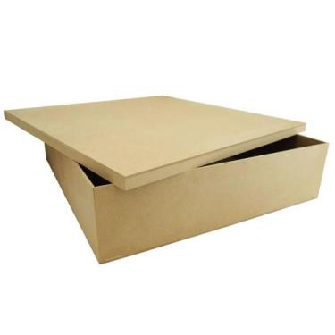 Imagem de Caixa Quadrada Tampa Sapato 34x34x8 Mdf Madeira - ATACADÃO DO ARTESANA