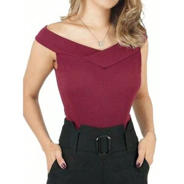 Imagem de X Store Blusa Regata Feminino Sem Gola Canoa Canelada Com Bojo Primave