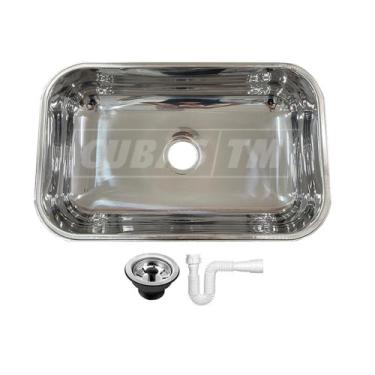 Imagem de Cuba Inox N2 56x34x17cm Pia de Cozinha Alto Brilho Tecnocuba Válvula e