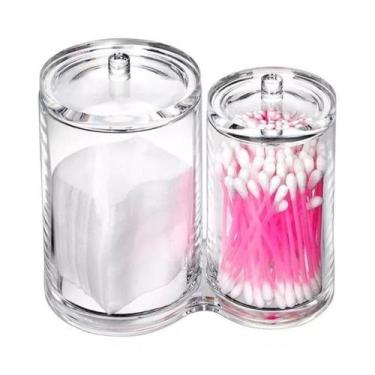 Imagem de Porta Algodão E Cotonete Acrílico Organizador Duplo Multiuso Maquiagem