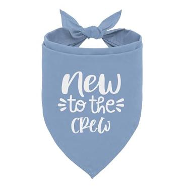 Imagem de ZPPRJF Bandana New to The Crew Dog, Bandana Azul Bebê Cachorro, Bandana Engraçada Cão Bonito, Lenço Triângulo Cão de Estimação, Acessórios de Lenço de Cachorro de Estimação, Presente para Amantes de