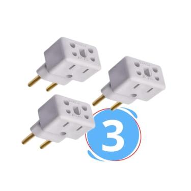 Imagem de Kit 3 Adaptadores Tomada Benjamin 10A/20A, Universal Bivolt 110V/220V, Pino Grosso, Compatível com 2 e 3 Pinos, Ideal para Secadores, Chapinhas e Fritadeiras
