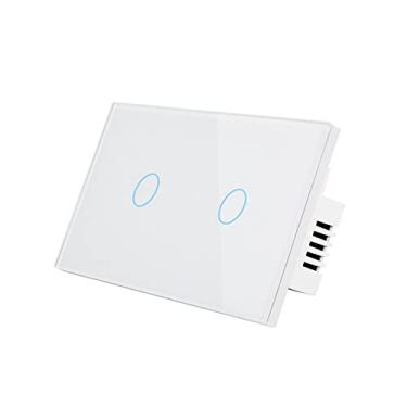 Imagem de Interruptor inteligente Zigbee Touch, compatível com Alexa, Google Home, Hubitat e HA, fio neutro necessário (2 Gang, branco)