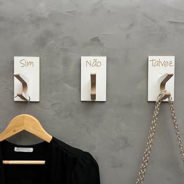 Imagem de 6 Ganchos Penduradores Provador Lojas Sim Não Talvez Reto Cor:Branco