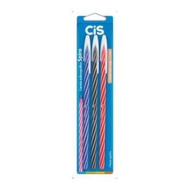 Imagem de Caneta Esferográfica SPIRO, CIS, Blister c/3 unidades (1 Azul, 1 Preta e 1 Vermelha)