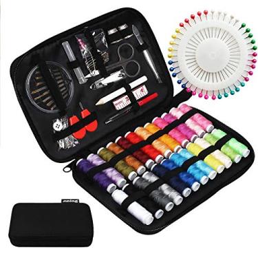 Imagem de Kit de costura JUNING com estojo, 130 peças de suprimentos de costura para viagens domé...