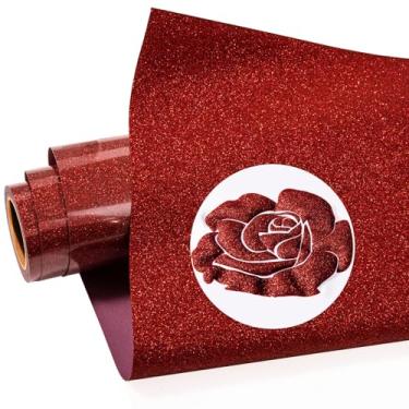 Imagem de GIRAFVINYL transferência de calor de vinil puff com glitter vermelho, glitter vermelho htv vinil 3d puff htv - ferro glitter vermelho natal 3d puff em vinil para camiseta, 9,8" x 3 pés