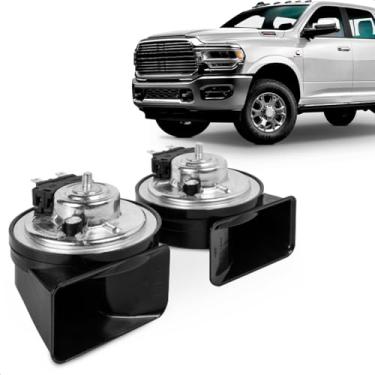 Imagem de Par Buzina Ram 2022 A 2025 Am80Sx H & Am80Sx L Conector Uscar Agudo Grave 12V Caracol 2 Terminais