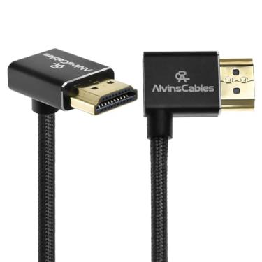 Imagem de Alvin's Cables Cabo HDMI 2.1 8K 48Gbps 8K @60Hz 4K@120Hz Cabo espiral trançado de alta velocidade para Sony FS5 FS7 FX9, BMPCC, para Canon C300 C500, para Atomos Ninja, para Feelworld, ângulo direito