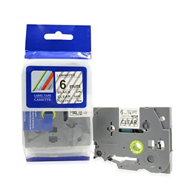 Imagem de Fita Refil Compatível TZ-111 TZe-111 Transparente Incolor com escrita preta 6mm para Rotulador Brother PT-H105 PT-H110 PT-D200 PT-D210 PT-D400 PT-D410 PT-D600 PT-D610BT PT-P300BT P-Touch Cube
