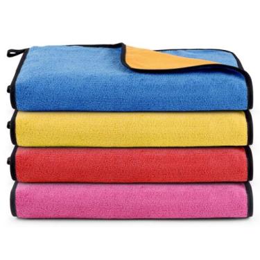 Imagem de Kit 04 Panos Flanela E Microfibra Dupla Face Toalha Para Limpeza Em Ge