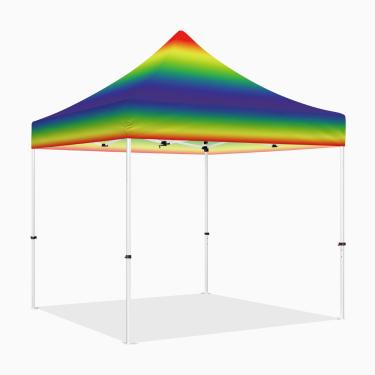 Imagem de Tenda de dossel pop-up de 25 x 25 cm com paredes laterais, série ABLEM8CANOPY ULTRA8 Tenda de sombra instantânea resistente para uso ao ar livre comercial ou evento esportivo, pátio, bagageiro, quintal (arco-íris, sem parede)