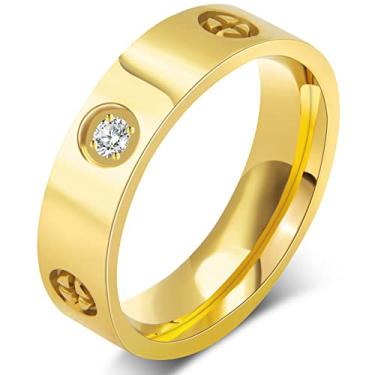 Imagem de AmorArtSky Anel de amor anéis de prata de ouro 18k: anel de amizade com design de parafuso incrustado zircônia cúbica aço inoxidável alianças de compromisso de casamento joias dia das mães presentes