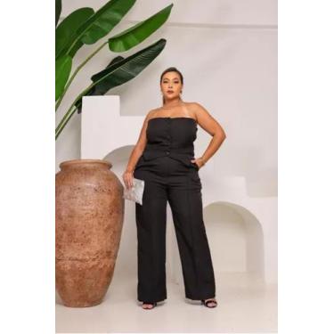 Imagem de Conjunto Feminino Calça E Blusa sem alça Plus Size - JOSY MODASS, Pret