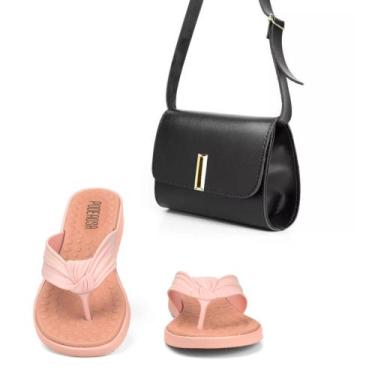 Imagem de Kit bolsa transversal + chinela feminina ortopedica para esporao - fiv