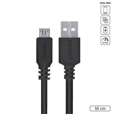 Imagem de Cabo para celular smartphone micro usb para usb a 2.0 50 cm preto - pm