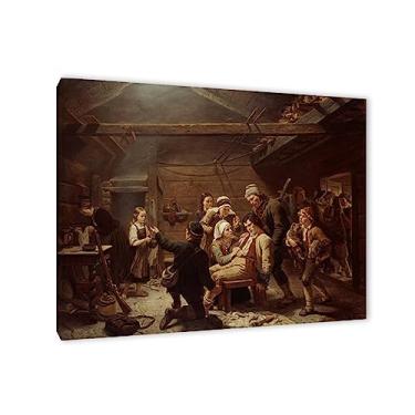 Imagem de Pinturas religiosas em tela - The bear hunters homecoming por Adolph Tidemand Reprodução de pinturas famosas - Arte de parede em tela clássica Imagens de arte para decoração de quarto 90 x 115 cm (35