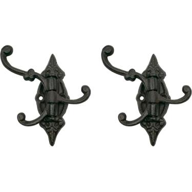 Imagem de Stephanie Imports Conjunto de 2 ganchos de parede giratórios de ferro fundido rústico (bronze rústico vitoriano)