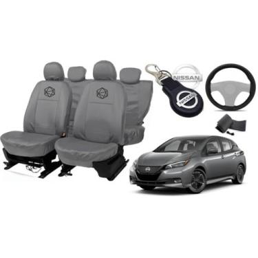 Imagem de Kit capa couro cinza Leaf 16-23 + chaveiro automotivo - ferro tech