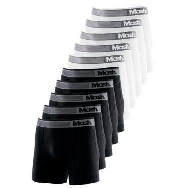 Imagem de Kit com 10 Cuecas Boxer Mash 710.01 Colorido, Branco, G