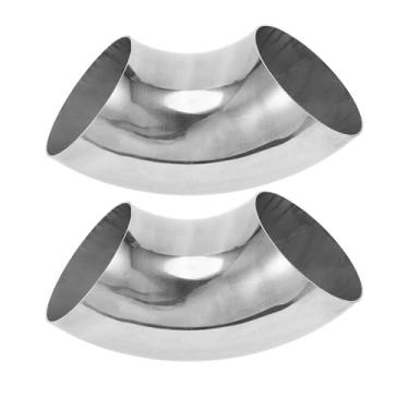 Imagem de Motoforti 2 peças 90 graus mandril curva cotovelo carro modificado tubo de escape tubulação 10.2 cm espessura OD 2mm/14GA 102x250x2.0mm 304 tom prata aço inoxidável 304