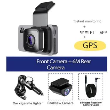 Imagem de 4K Car DVR WiFi GPS compatível com Dash Cam Câmera de visão traseira do veículo 2016P Car Drive Video Recorder Night Vision Auto Dashcam Acessórios para carro(Rear Camera WiFi GPS,Without TF Card)