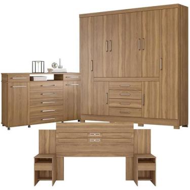 Imagem de Quarto Casal New Realce com Cômoda London e Cabeceira Triunfo Amendola