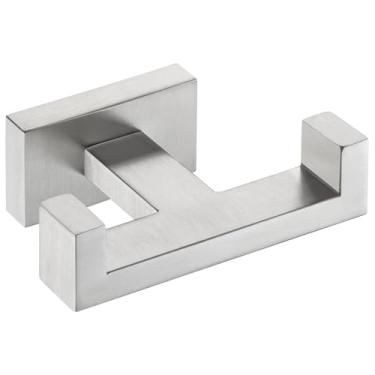 Imagem de Angle Simple Gancho de toalha para banheiro, gancho duplo de aço inoxidável SUS 304, suporte de parede para toalha de mão, níquel escovado