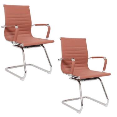 Imagem de 2x Cadeira Interlocutor Secretária Pés Fixos Esteirinha - Best Chair