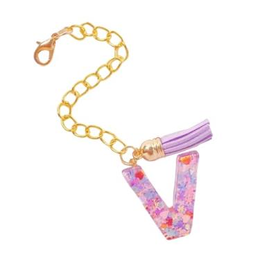 Imagem de HAPPYLIVE SHOPPING Acessórios de letras para copo Stanley, corrente de garrafa de água com letra, 1 peça de chaveiro fofo com pingente com borla para Stanley Tumbler para mulheres, Resina epóxi