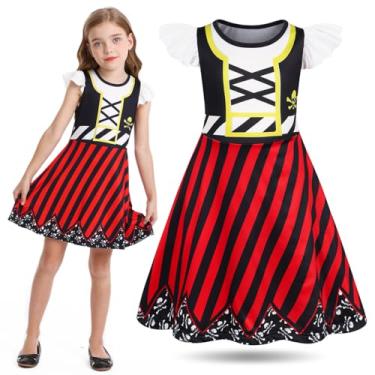 Imagem de Sukyfecde Buccaneer Costume Girls Pirate Dress up Kids Birthday Party Dress Halloween Cosplay Outfits Size 6 Red
