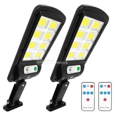 Imagem de Kit 2 Refletor Luminária Solar Para Ambiente Externos Haste Ajustável 