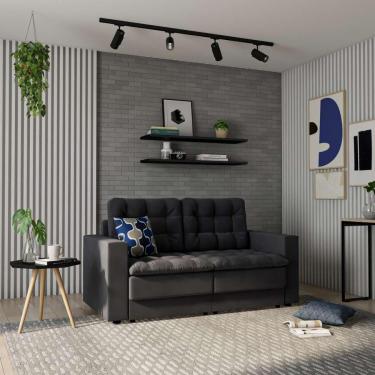 Imagem de Sofá 3 Lugares Retrátil Hamburgo Suede Grafite