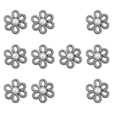 Imagem de Colaxi Botões de jeans de flores de 10pcs Botões de jeans Aperte a cintura Fiftles Acessórios de costura simples Mulheres da cintura Decoração para saias, Preto