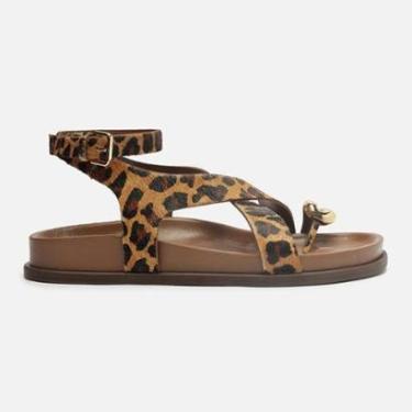 Imagem de Sandália Papete Arezzo Animal print Metal Bold Feminina-Feminino