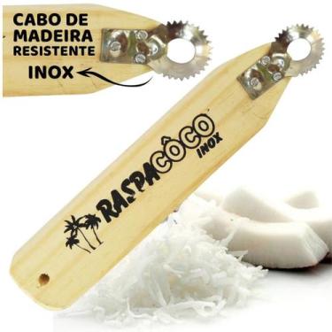 Imagem de Rapa Raspa Ralador De Coco Madeira e Inox Manual De Perna - LF PRESENT
