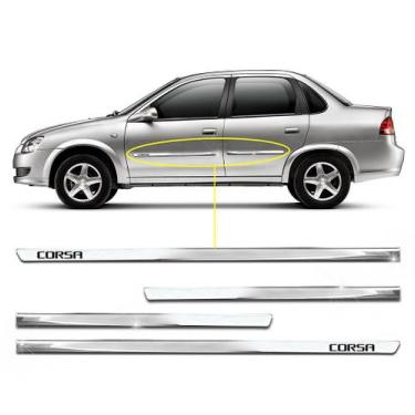 Imagem de Kit Friso Lateral Personalizado Slim Cromado Corsa 2003 a 2012 4 Porta