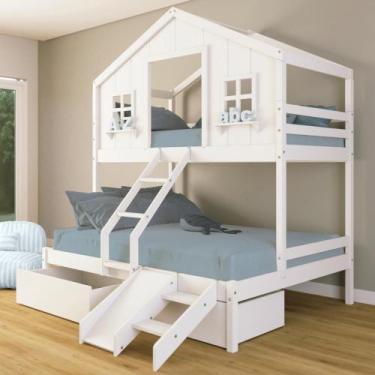 Imagem de Beliche Casal/ Solteiro Casinha dos Sonhos com Escada/ Escorregador e 