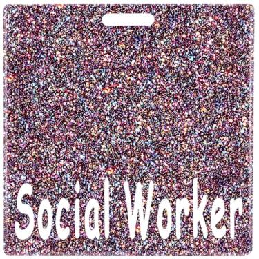 Imagem de Abamilaka Porta-cartão colorido de assistente social, carretel de acrílico iridescente, glitter, acessórios de amamentação, presentes de enfermeira para mulheres, etiquetas de identificação de colegas