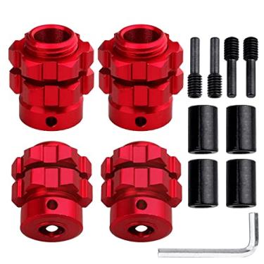 Imagem de Adaptadores de cubo de roda hexagonal de alumínio de 17 mm para Traxxas Summit Losi Baja Rey 1/10 (conjunto de 4) (vermelho)