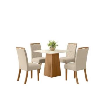 Imagem de Mesa Jantar Dora 90 4 Cadeiras Bella Linho - Henn